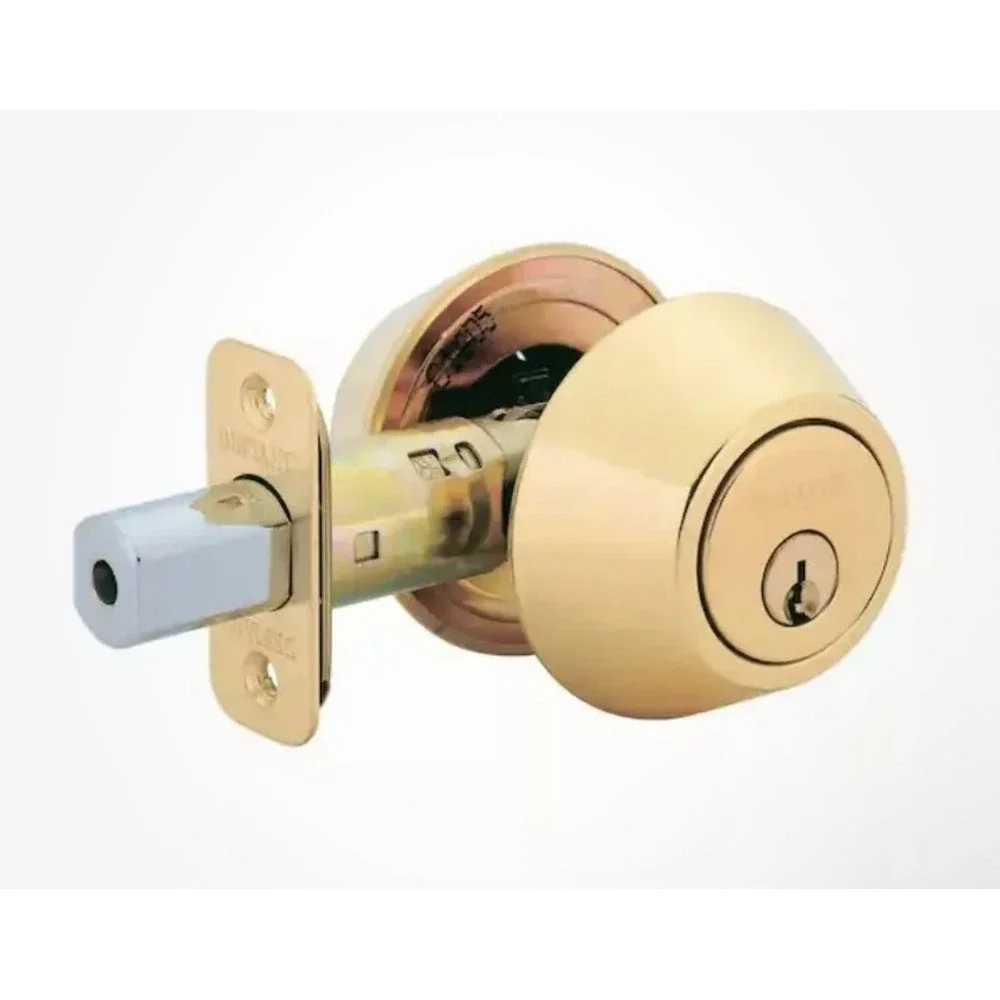 Defiant Cylinder Deadbolt Door Lock with 2 Keys 154725‎ Polished Brass NEW